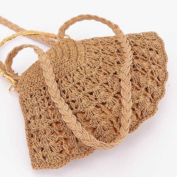 Faux Straw Bamboo Handle Bag - Picture 3 of 4